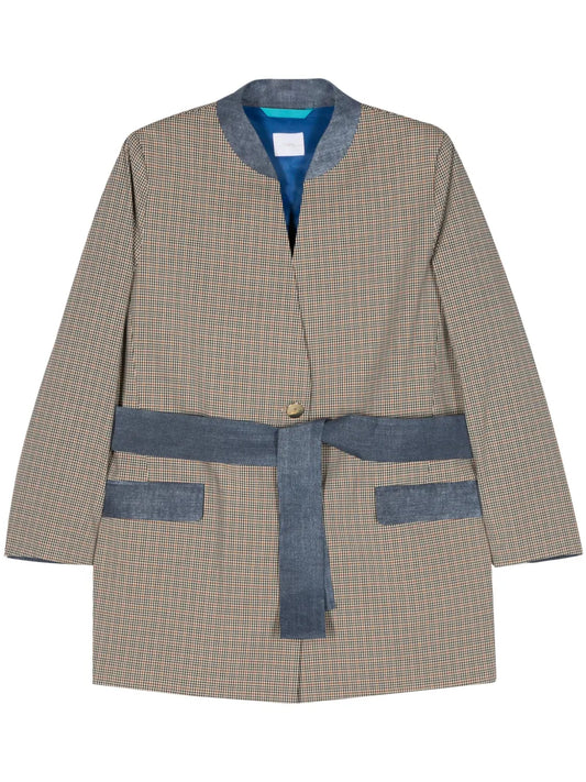 Checked Tied Blazer