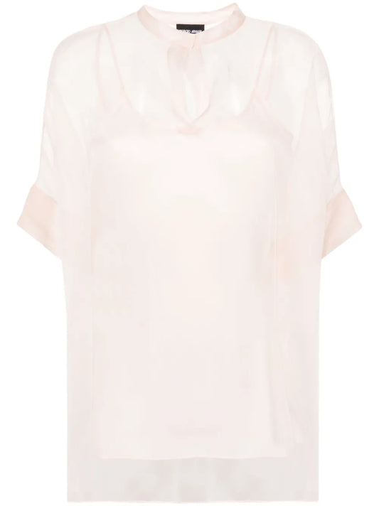 Sheer Layered Silk Blouse