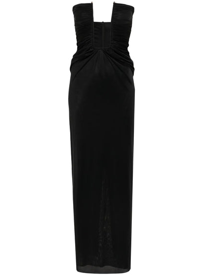 Strapless Plunging-Neck Maxi Dress