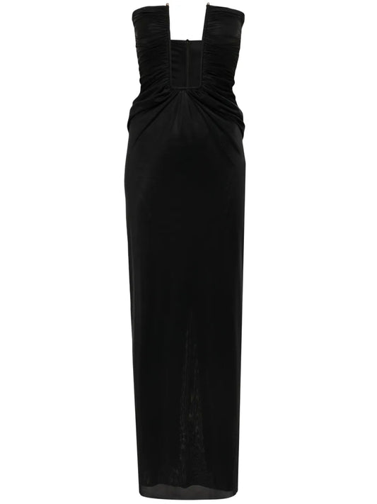 Strapless Plunging-Neck Maxi Dress