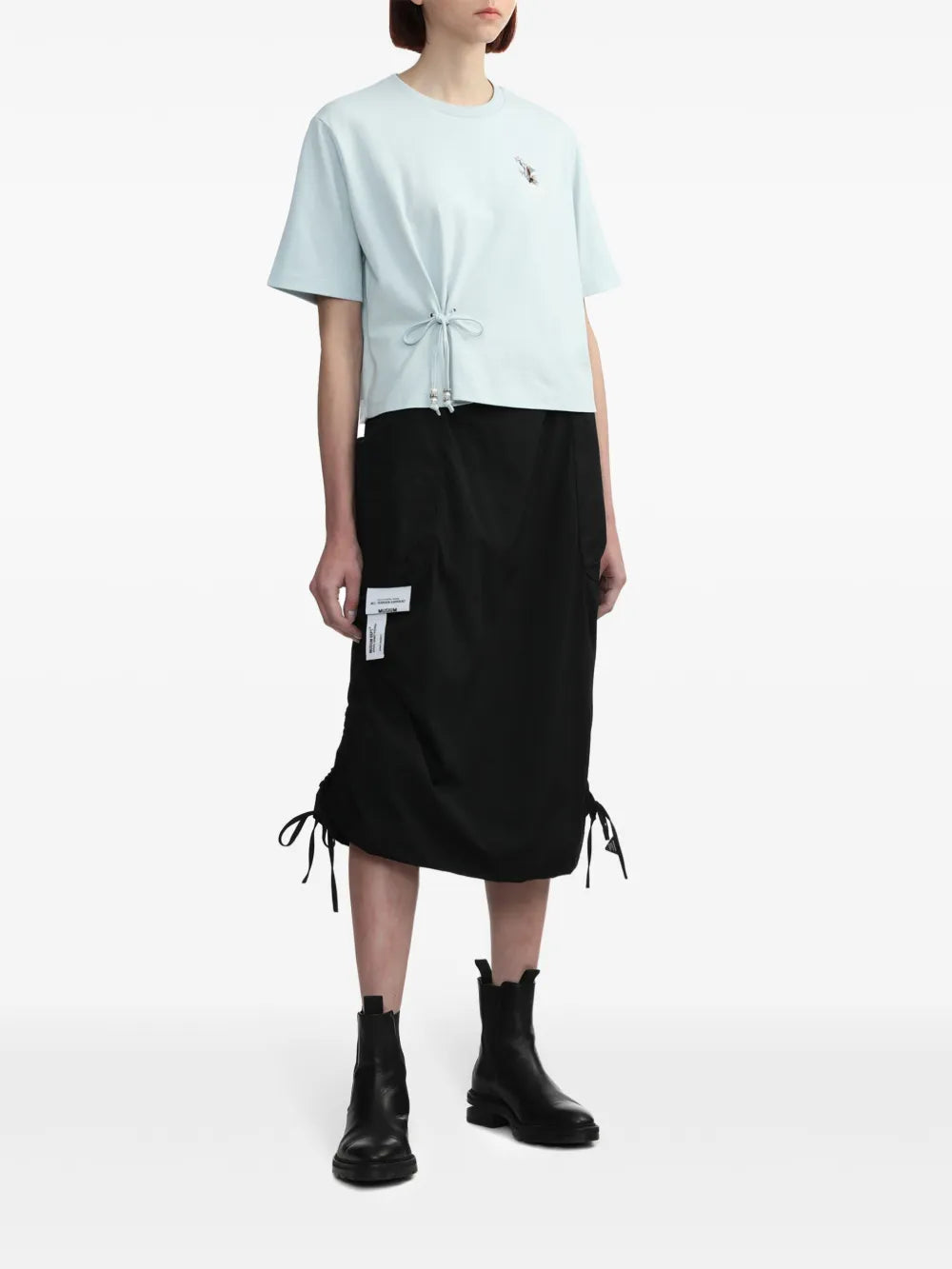 Lace-Up Cotton T-Shirt