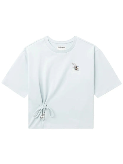 Lace-Up Cotton T-Shirt