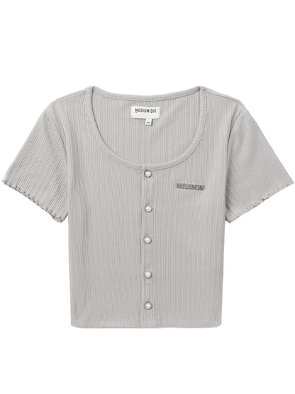 Logo-Plaque Ribbed Cardigan