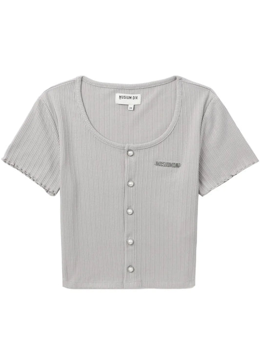 Logo-Plaque Ribbed Cardigan