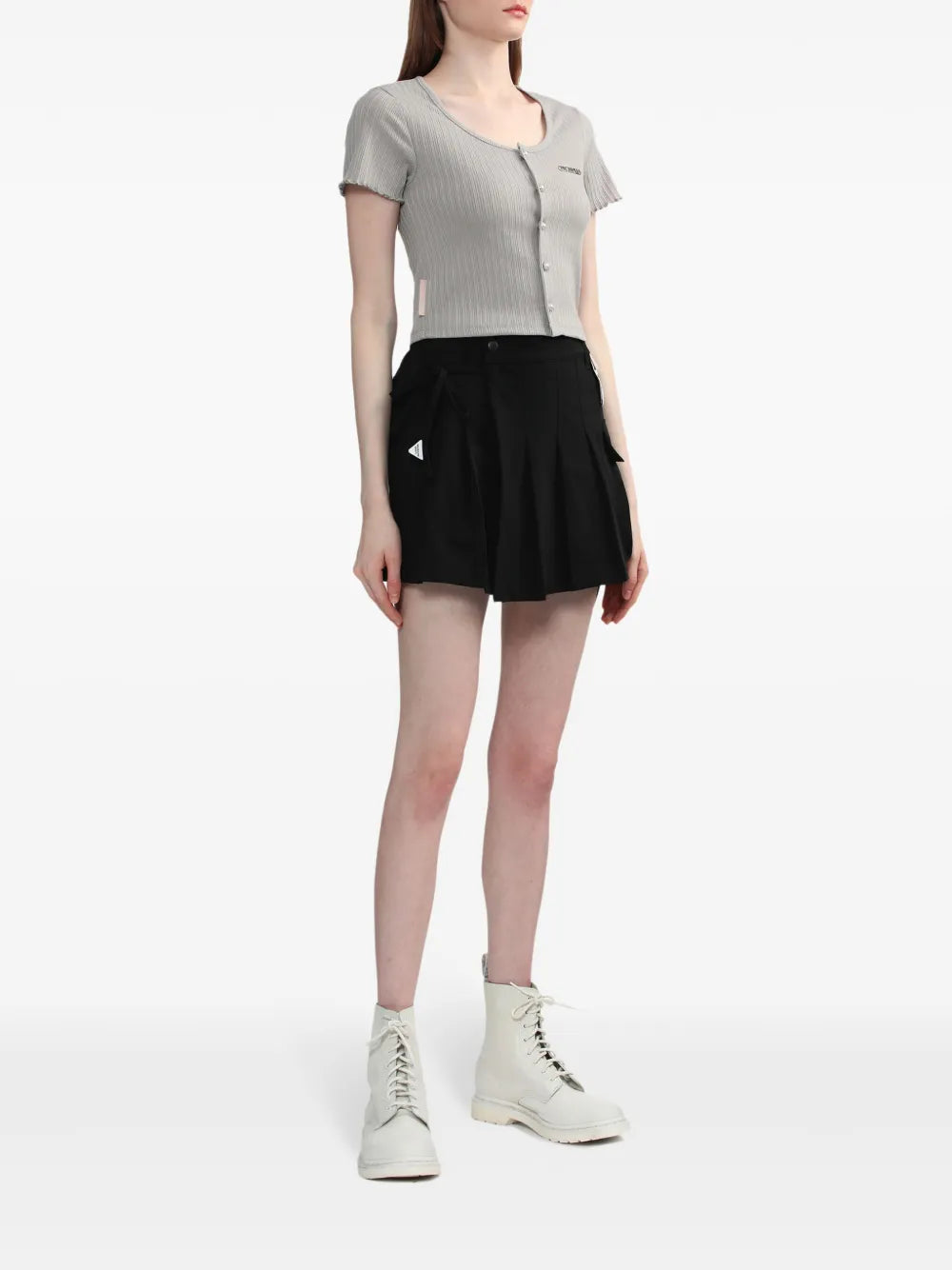 Logo-Plaque Ribbed Cardigan