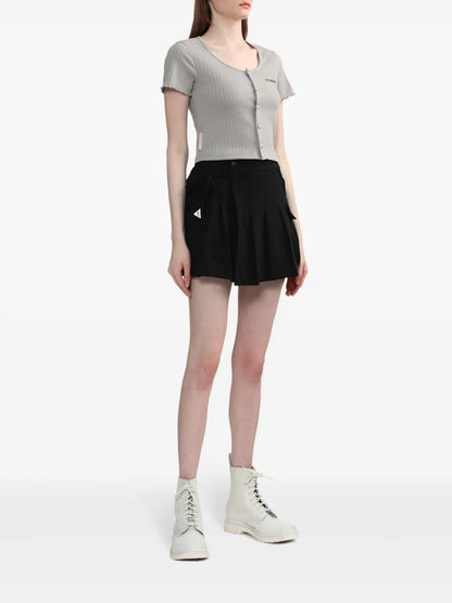 Logo-Plaque Ribbed Cardigan