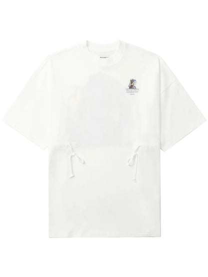 Drawstring-Waist Embroidered T-Shirt