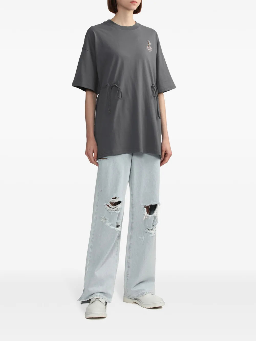 Drawstring-Waist Embroidered T-Shirt