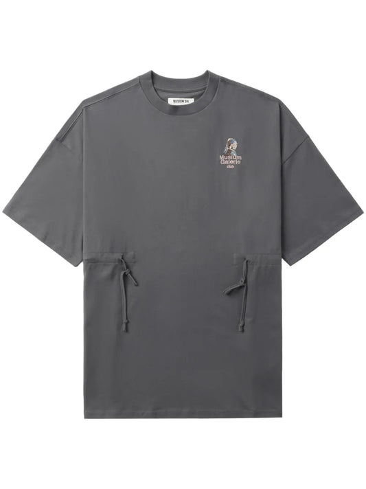 Drawstring-Waist Embroidered T-Shirt