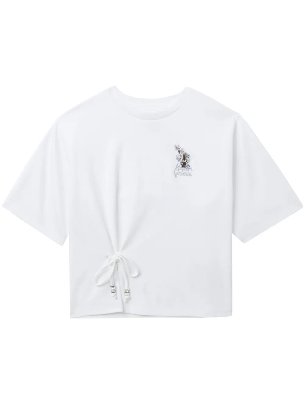 Tie-Embellished Cotton T-Shirt