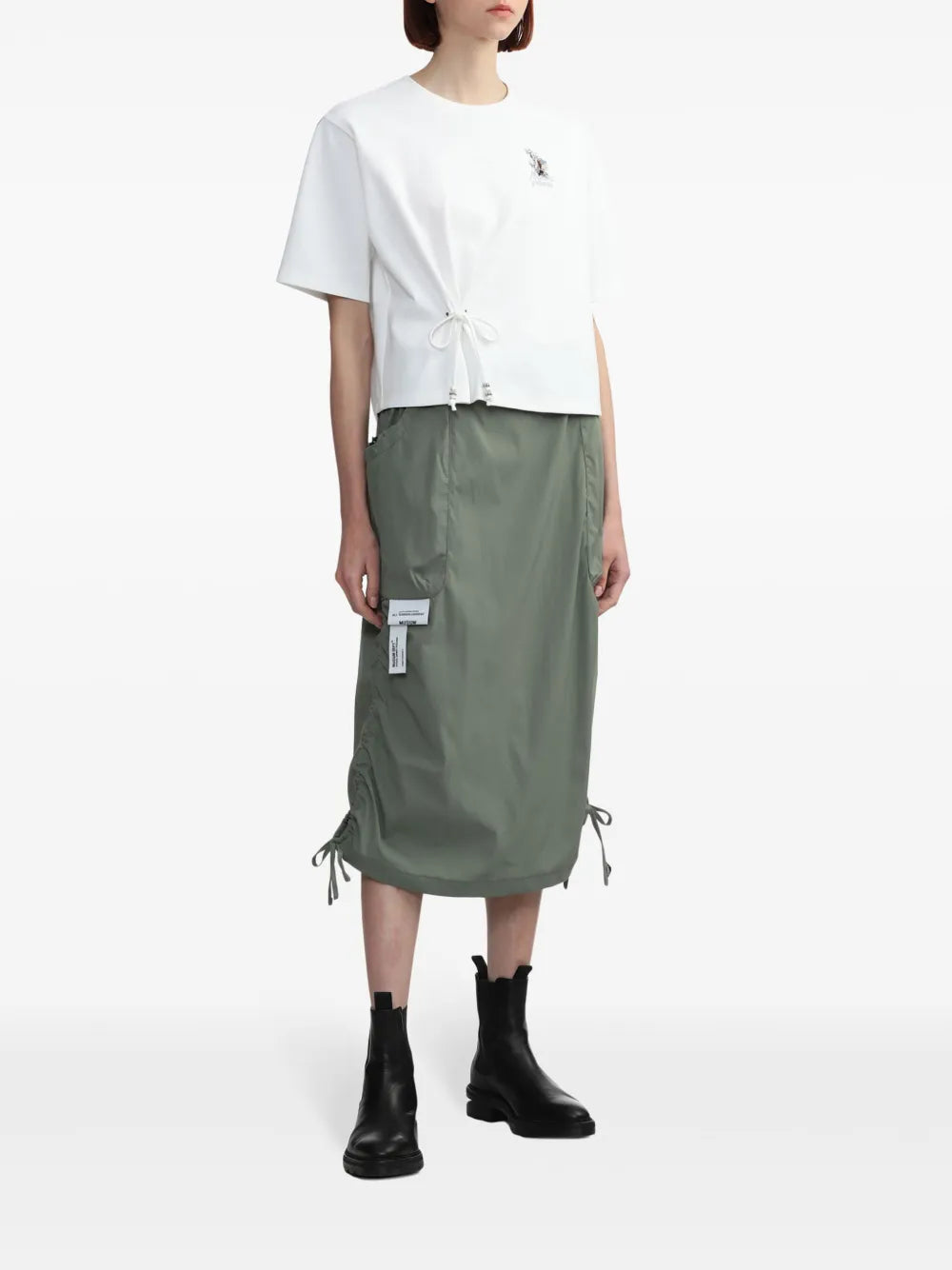 Tie-Embellished Cotton T-Shirt