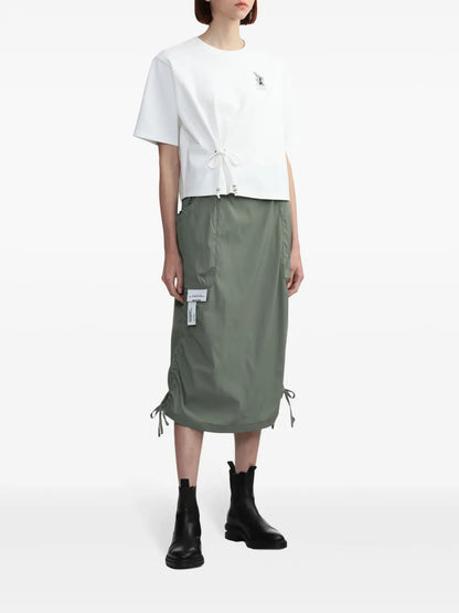 Tie-Embellished Cotton T-Shirt