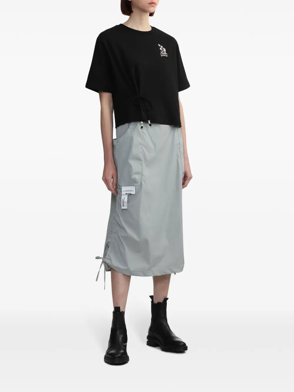 Lace-Up Cotton T-Shirt