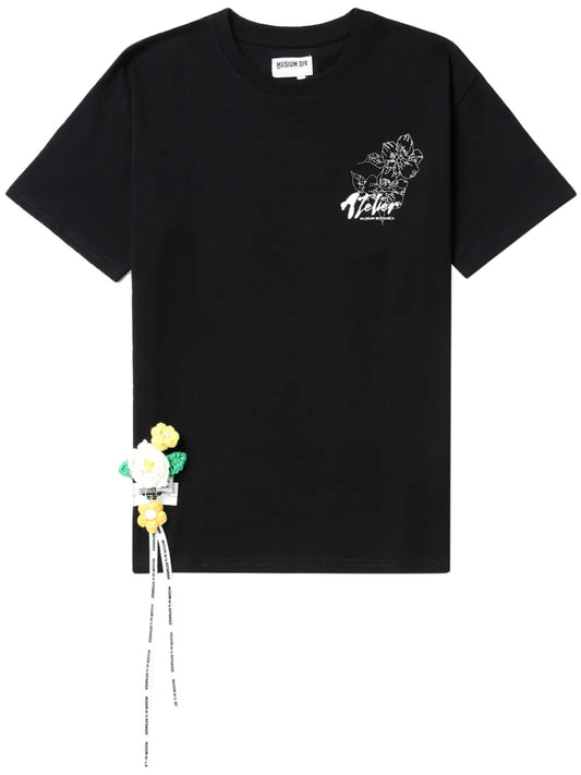 Floral-Appliqué Cotton T-Shirt