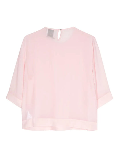Pintuck-Detail Round-Neck Blouse