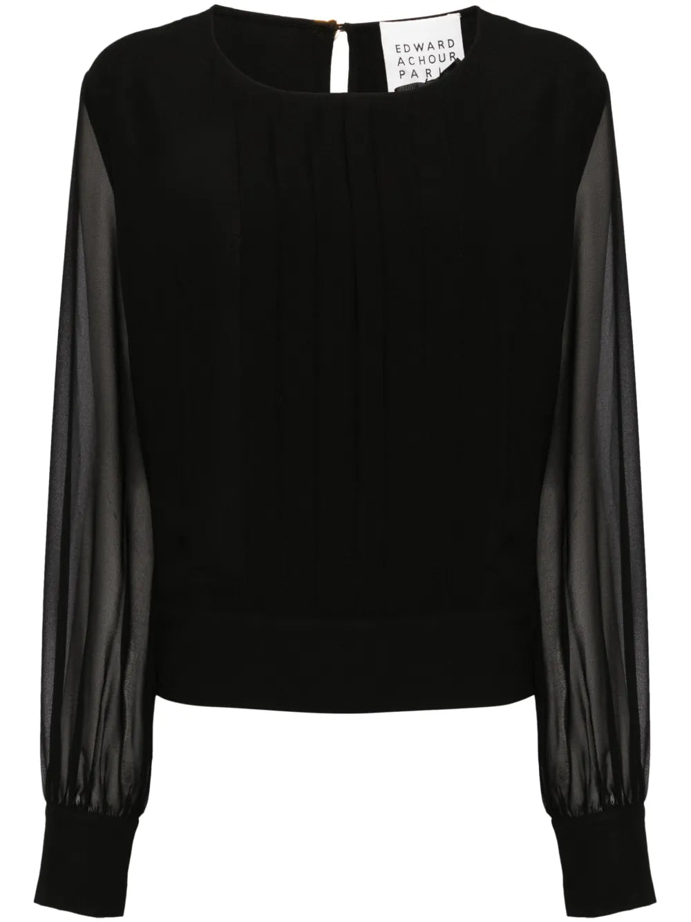 Pleat-Detailing Semi-Sheer Blouse