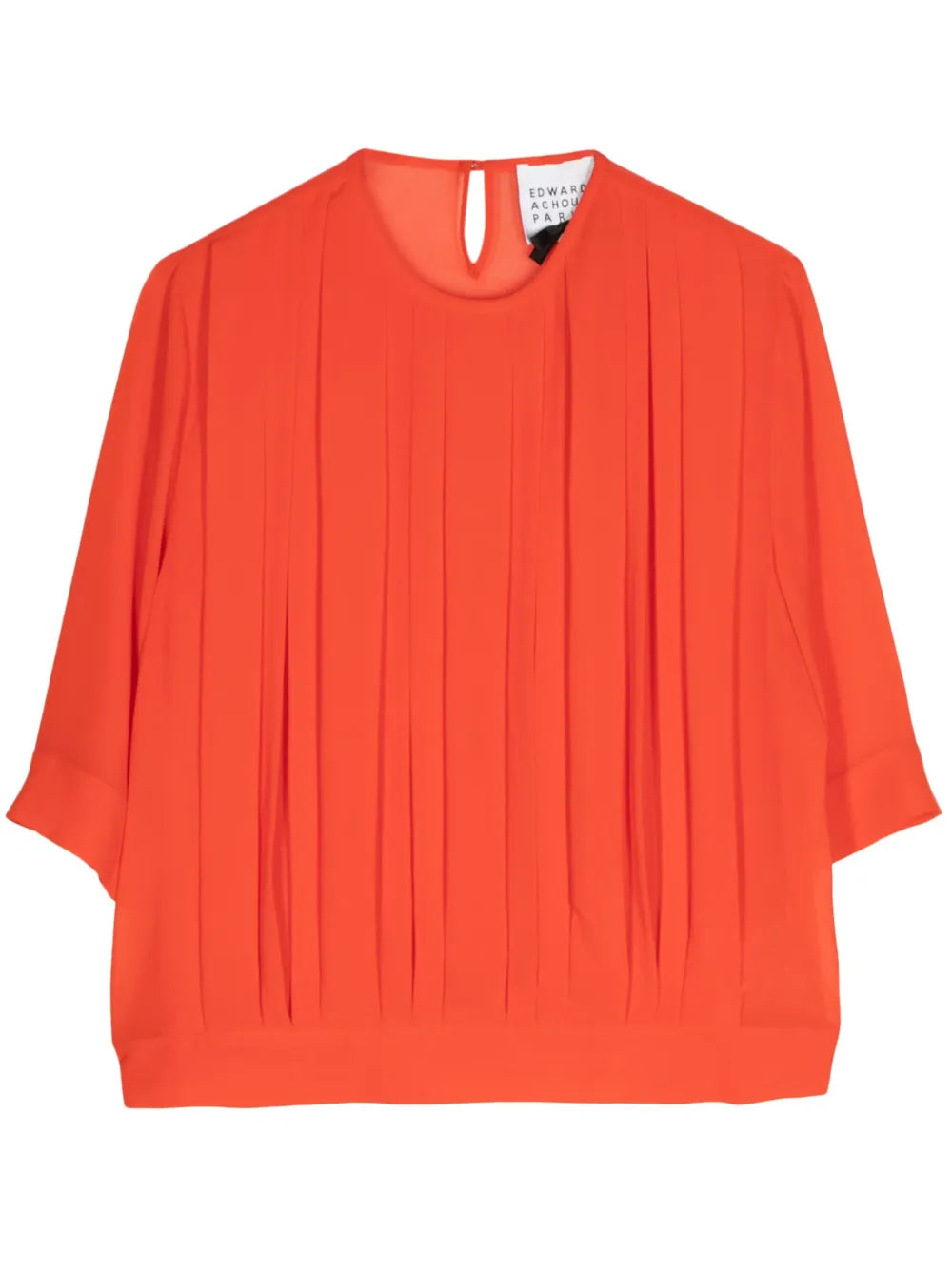 Pintuck-Detail Round-Neck Blouse