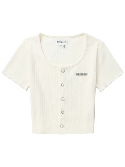 Logo-Plaque Ribbed Cardigan