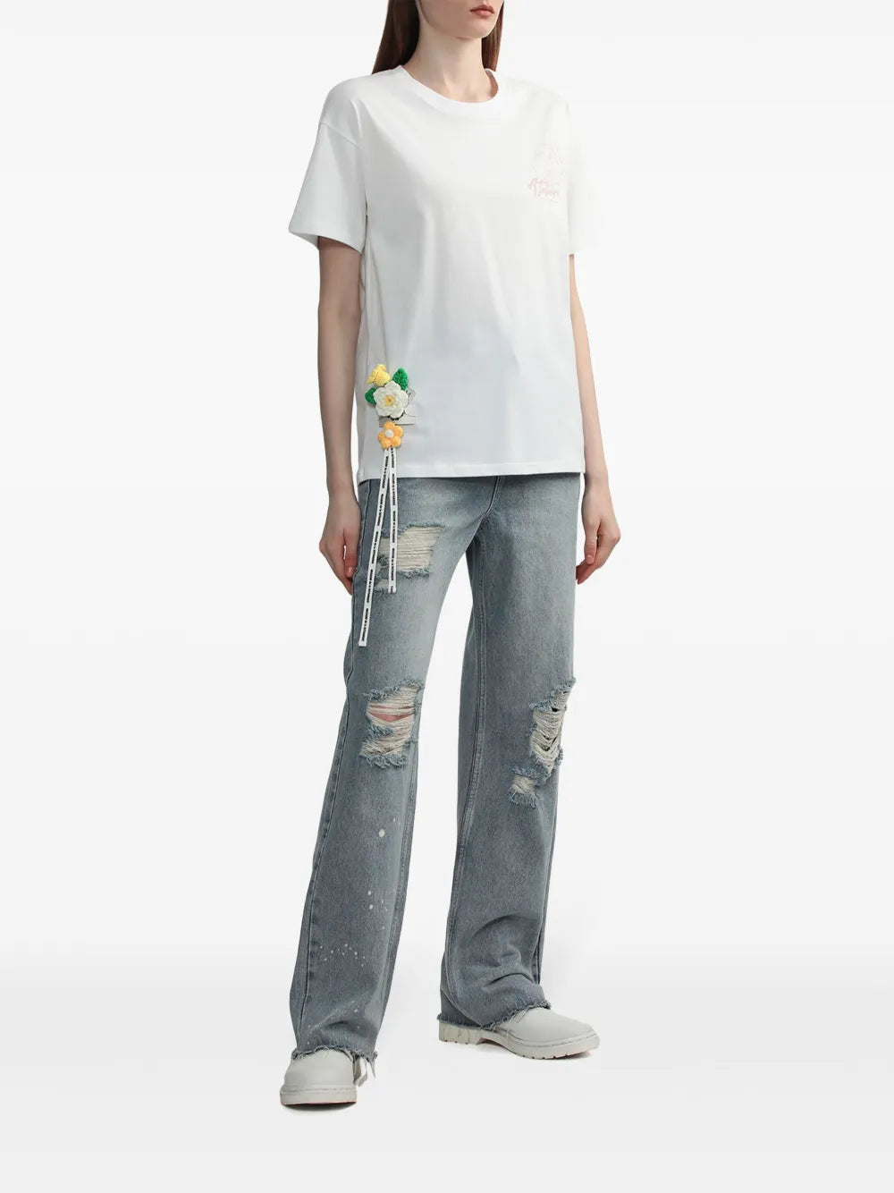 Floral-Appliqué Cotton T-Shirt