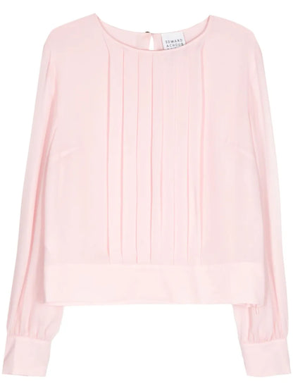 Pleat-Detailed Sheer Blouse