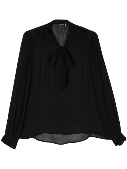Semi-Sheer Crepe Blouse