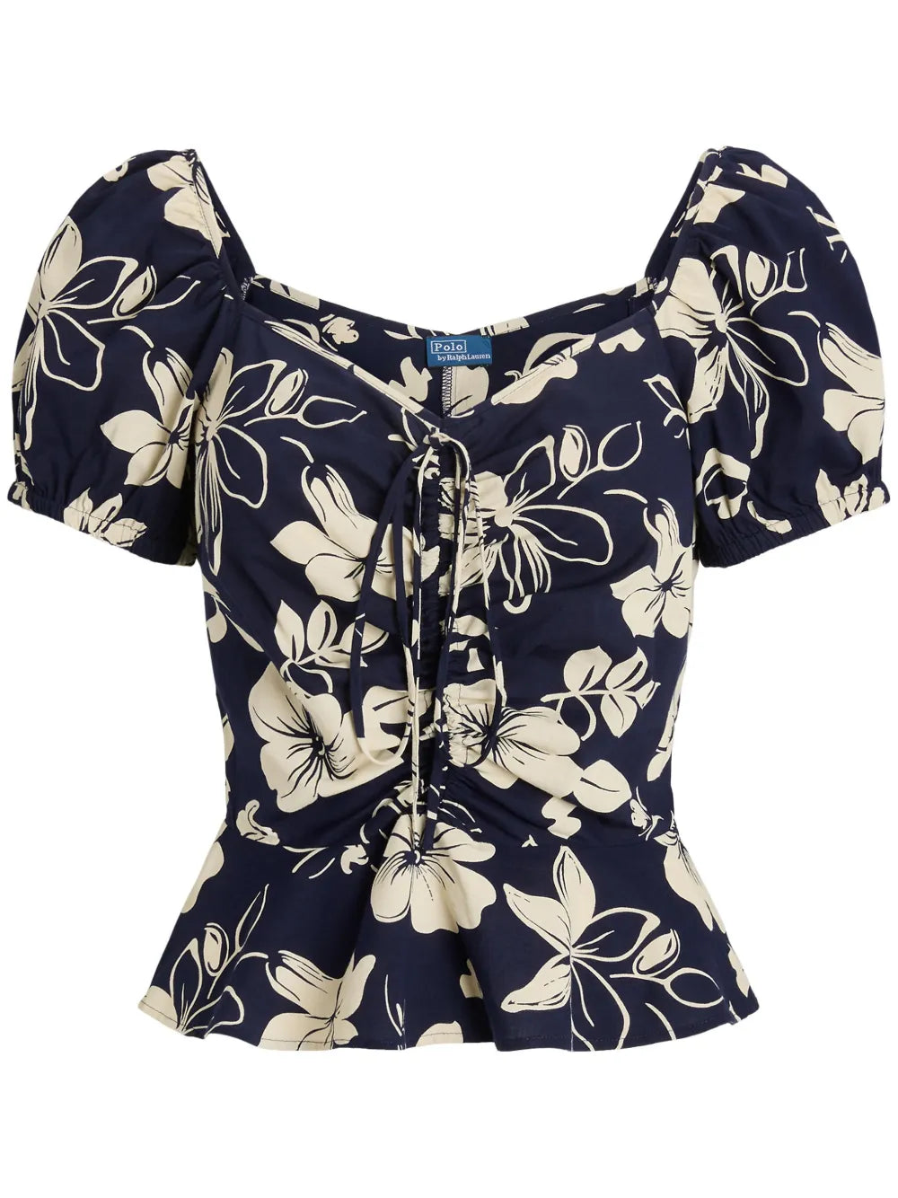Floral-Print Ruched Blouse