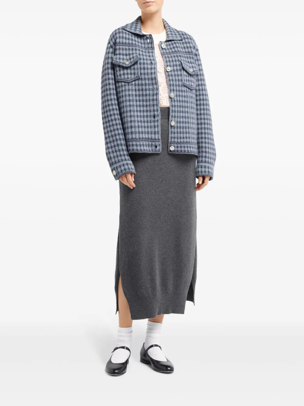Gingham Cashmere-Blend Jacket