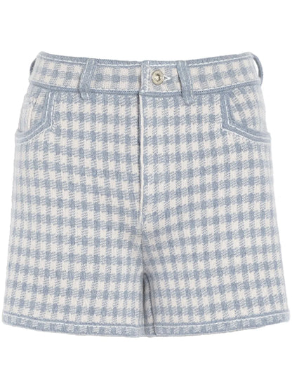 Gingham-Check Cashmere-Blend Shorts