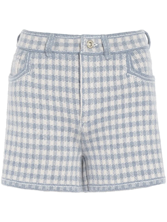 Gingham-Check Cashmere-Blend Shorts