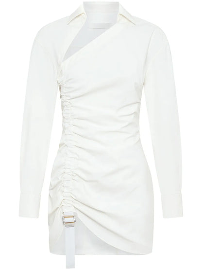 Asymmetric Gathered Mini Dress