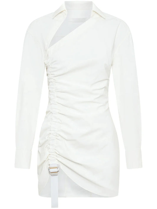 Asymmetric Gathered Mini Dress