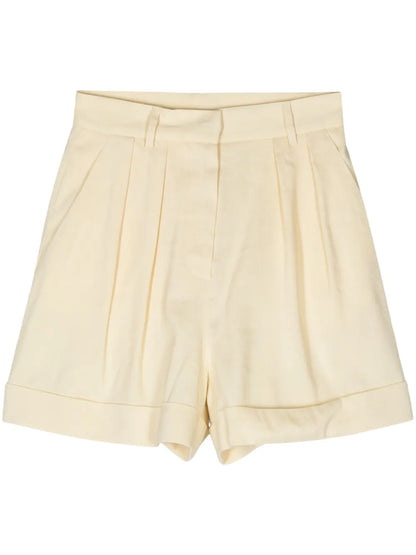 Pleated Linen-Blend Shorts