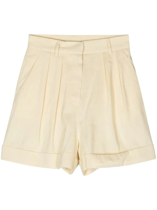 Pleated Linen-Blend Shorts