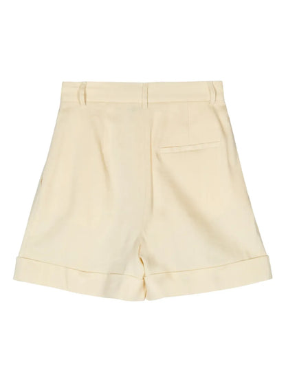 Pleated Linen-Blend Shorts