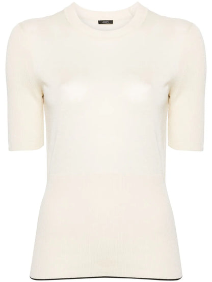 Contrasting-Trim Fine-Knit Jumper