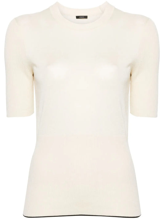 Contrasting-Trim Fine-Knit Jumper