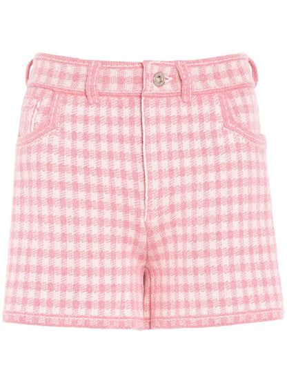 Gingham-Check Cashmere-Blend Shorts