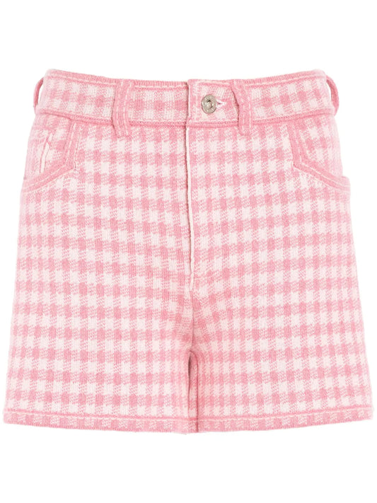 Gingham-Check Cashmere-Blend Shorts