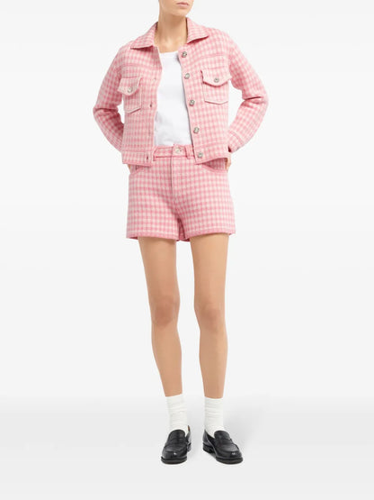 Gingham-Check Cashmere-Blend Shorts