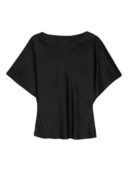 Boat-Neck Satin Blouse