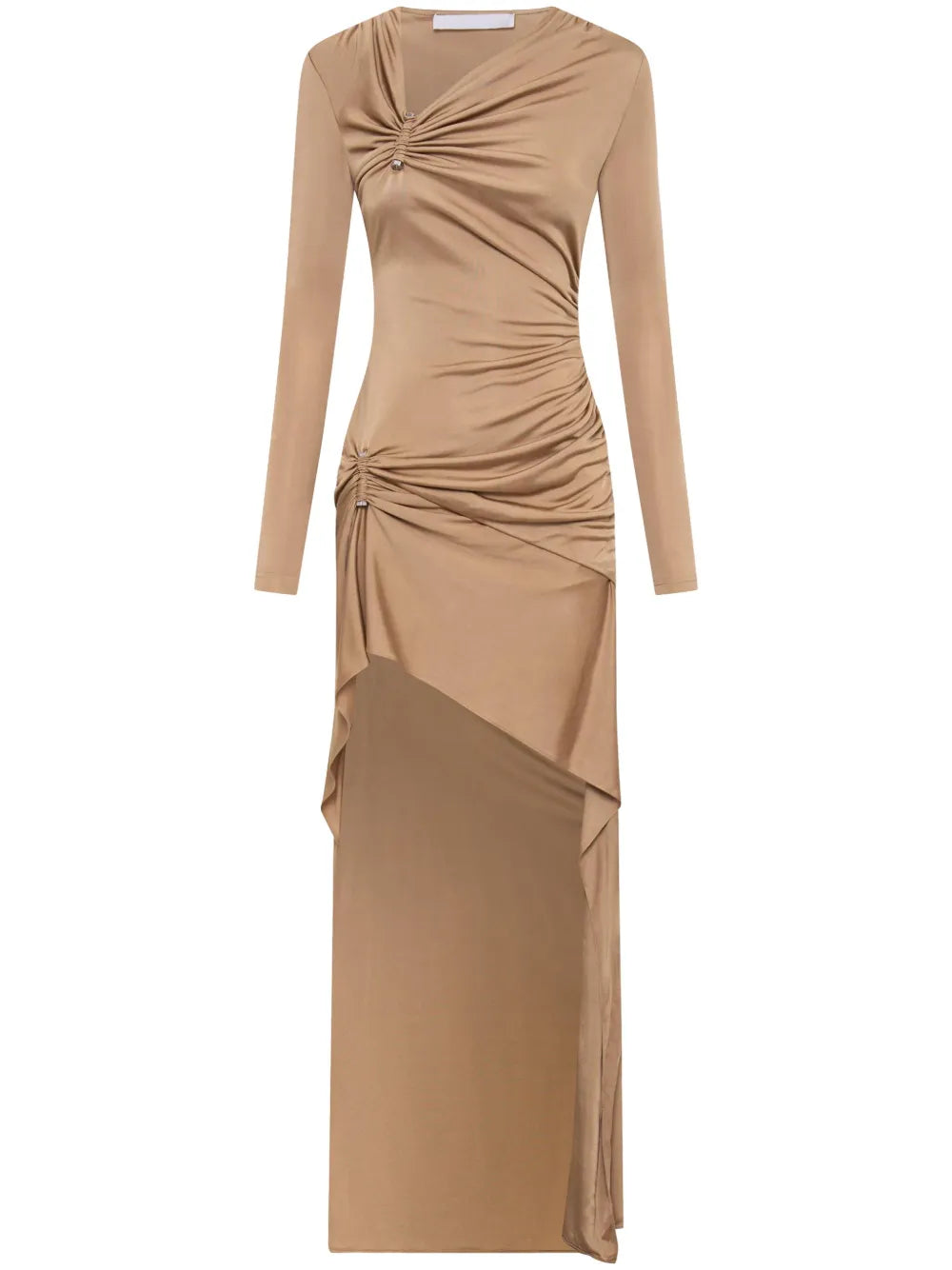 Gathered-Detail Asymmetric Maxi Dress