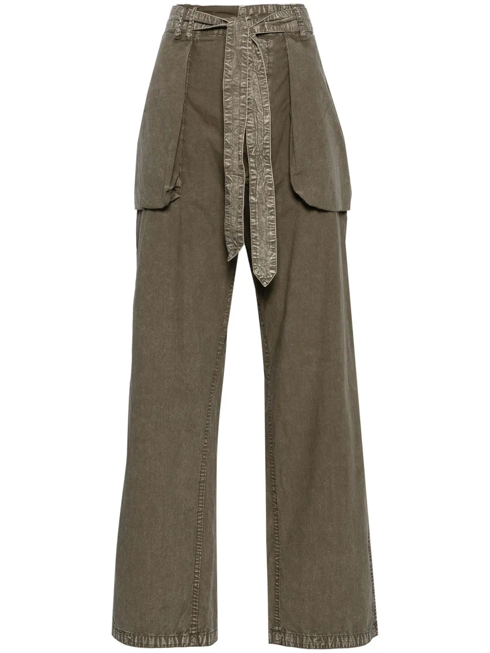 Belted Cotton Cargo Trousers