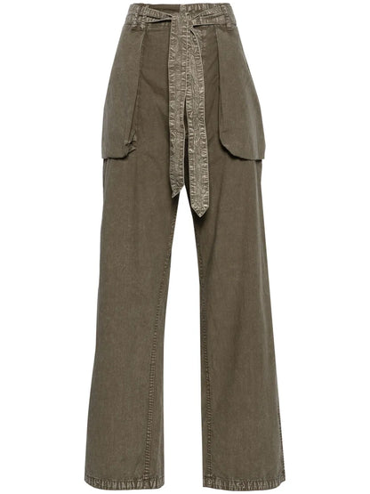 Belted Cotton Cargo Trousers