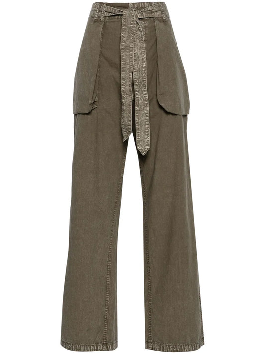 Belted Cotton Cargo Trousers