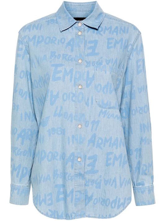Logo-Print Denim Shirt