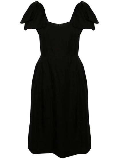 Bow-Detailed Ramie Midi Dress