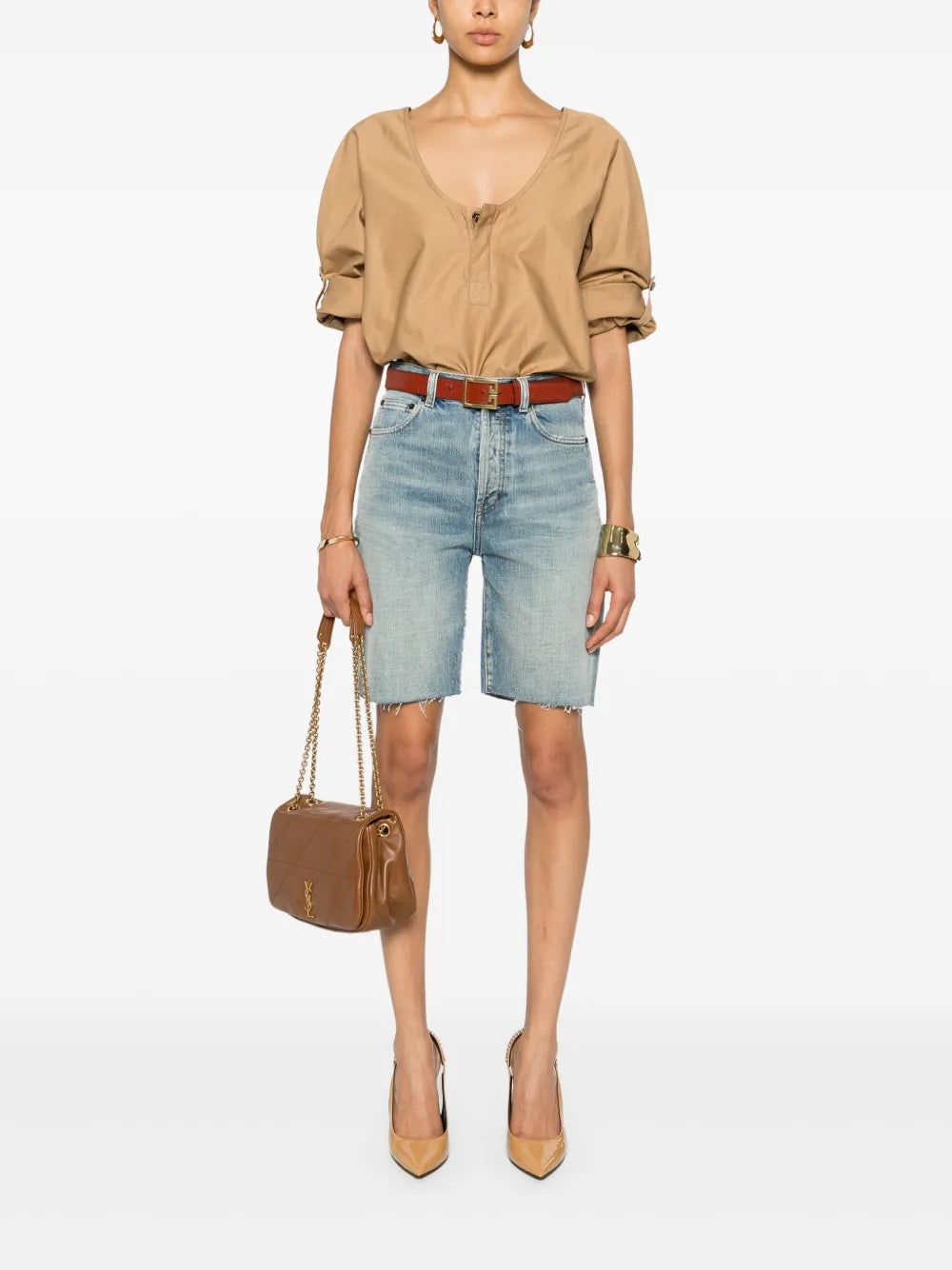 Henley Twill-Weave Blouse