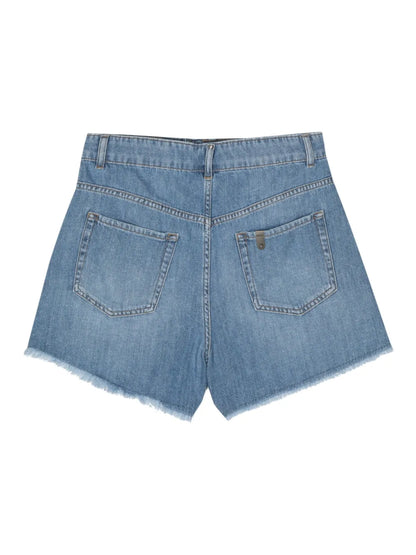 Fringe-Detail Denim Shorts