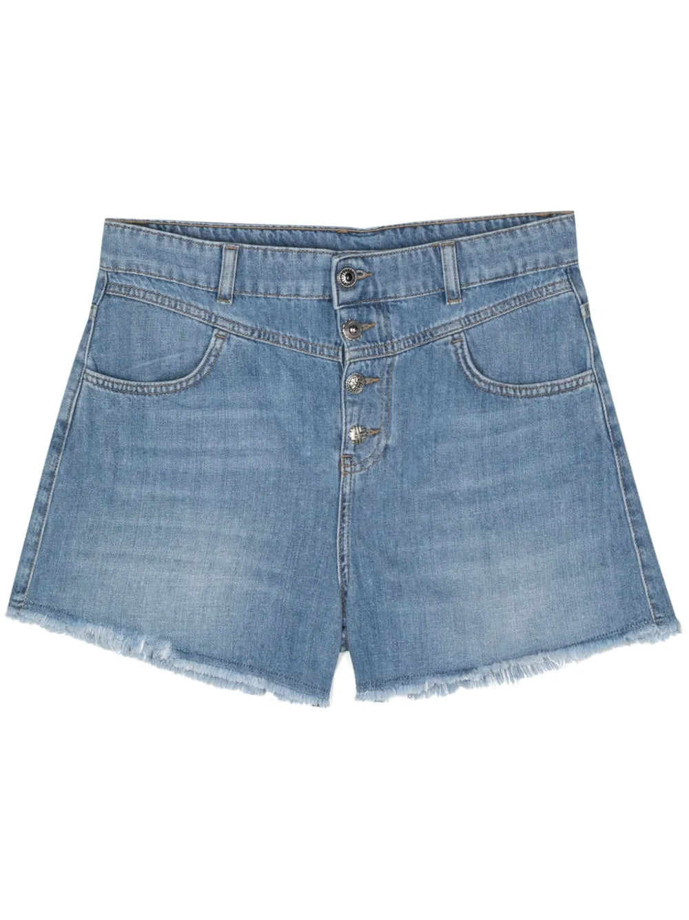 Fringe-Detail Denim Shorts