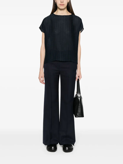 Sheer-Panels Striped T-Shirt